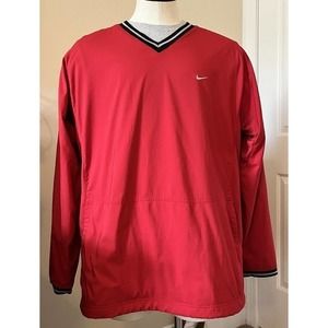 Men’s Nike Red 1/4‎ Zip Long sleeve Windbreaker Pull Over Size XL